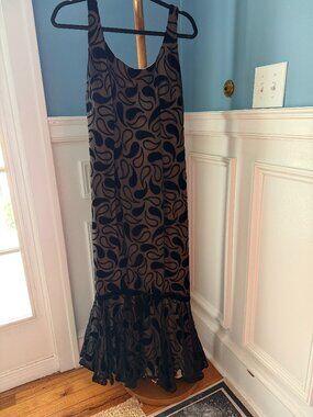 Stunning black and cream vintage fishtail evening gown